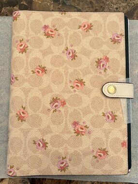 Coach Notebook In Signature Canvas With Floral Print